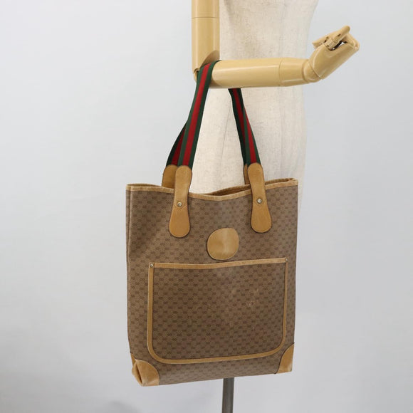 GUCCI Micro GG Supreme Web Sherry Line Bag PVC Beige 002 904 0223 Auth 182364