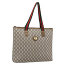 GUCCI GG Plus Supreme Web Sherry Line Tote Bag PVC Beige Red Green Auth 182365-1
