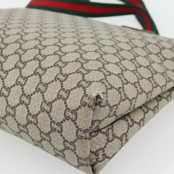 GUCCI GG Plus Supreme Web Sherry Line Tote Bag PVC Beige Red Green Auth 182365