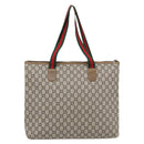 GUCCI GG Plus Supreme Web Sherry Line Tote Bag PVC Beige Red Green Auth 182365-2