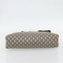 GUCCI GG Plus Supreme Web Sherry Line Tote Bag PVC Beige Red Green Auth 182365-5