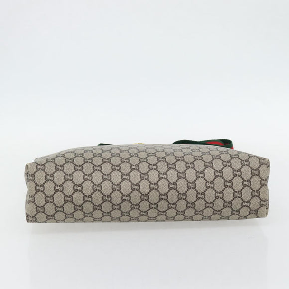 GUCCI GG Plus Supreme Web Sherry Line Tote Bag PVC Beige Red Green Auth 182365