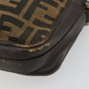 FENDI Zucca Canvas Shoulder Bag Black Brown Auth 182366-11