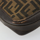 FENDI Zucca Canvas Shoulder Bag Black Brown Auth 182366-12