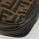 FENDI Zucca Canvas Shoulder Bag Black Brown Auth 182366-13