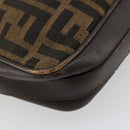 FENDI Zucca Canvas Shoulder Bag Black Brown Auth 182366-14