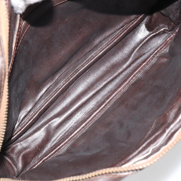 FENDI Zucca Canvas Shoulder Bag Black Brown Auth 182366
