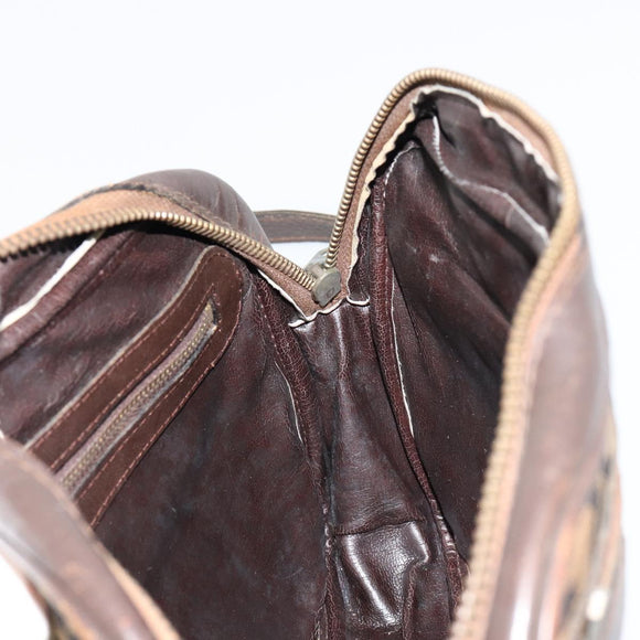 FENDI Zucca Canvas Shoulder Bag Black Brown Auth 182366