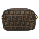 FENDI Zucca Canvas Shoulder Bag Black Brown Auth 182366-3