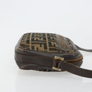 FENDI Zucca Canvas Shoulder Bag Black Brown Auth 182366-4