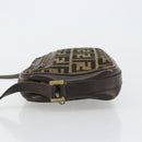 FENDI Zucca Canvas Shoulder Bag Black Brown Auth 182366-5