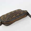 FENDI Zucca Canvas Shoulder Bag Black Brown Auth 182366-6