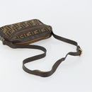 FENDI Zucca Canvas Shoulder Bag Black Brown Auth 182366-7