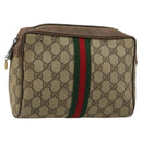 GUCCI GG Supreme Web Sherry Line Tas Beige Rood Groen 63 01 012 Auth 182367-1