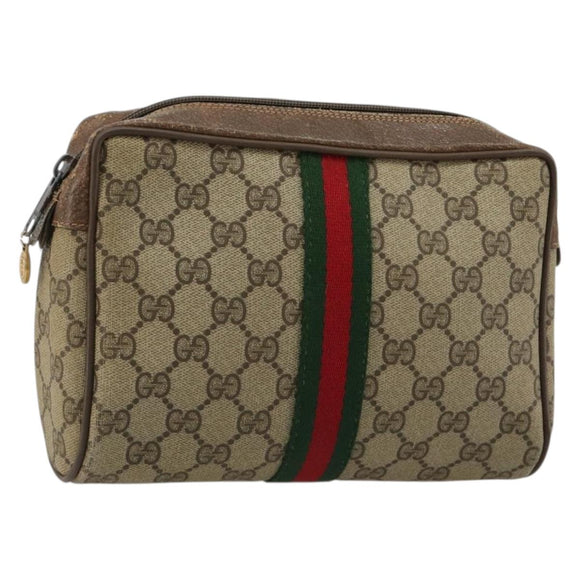 GUCCI GG Supreme Web Sherry Line Tas Beige Rood Groen 63 01 012 Auth 182367