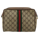 GUCCI GG Supreme Web Sherry Line Tas Beige Rood Groen 63 01 012 Auth 182367-3