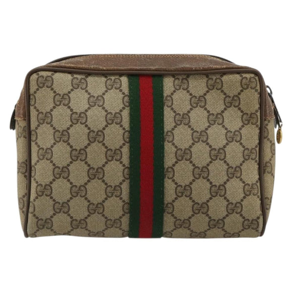 GUCCI GG Supreme Web Sherry Line Tas Beige Rood Groen 63 01 012 Auth 182367