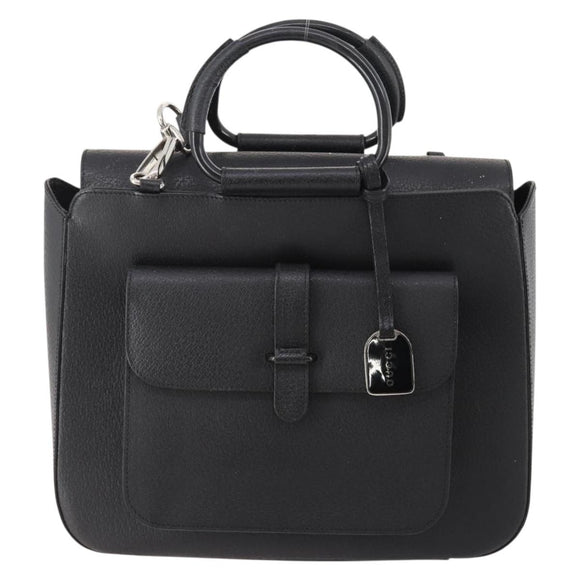 GUCCI Hand Bag Leather 2way Black Silver 000 2058 0307 5 Auth 182370