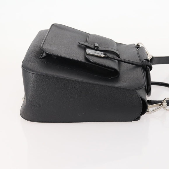 GUCCI Hand Bag Leather 2way Black Silver 000 2058 0307 5 Auth 182370