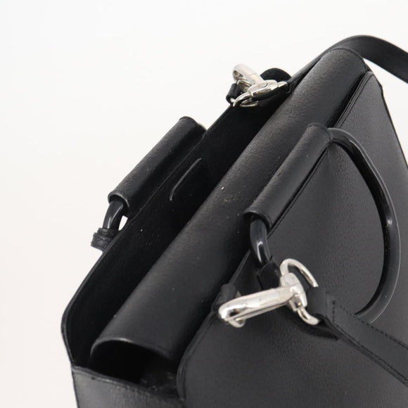 GUCCI Hand Bag Leather 2way Black Silver 000 2058 0307 5 Auth 182370