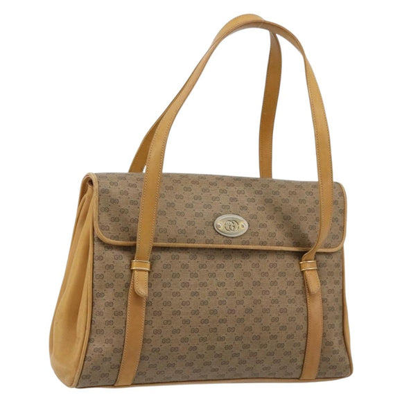 GUCCI Micro GG Supreme Hand Bag PVC Beige Gold 000 46 4857 Auth 182375