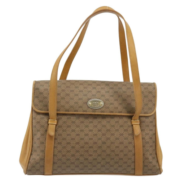 GUCCI Micro GG Supreme Hand Bag PVC Beige Gold 000 46 4857 Auth 182375