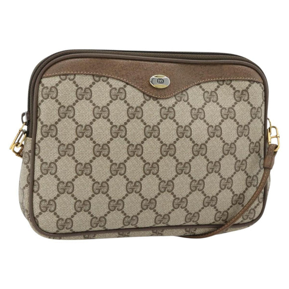 GUCCI GG Supreme Schoudertas PVC Beige Goud 97 02 068 Auth 182376