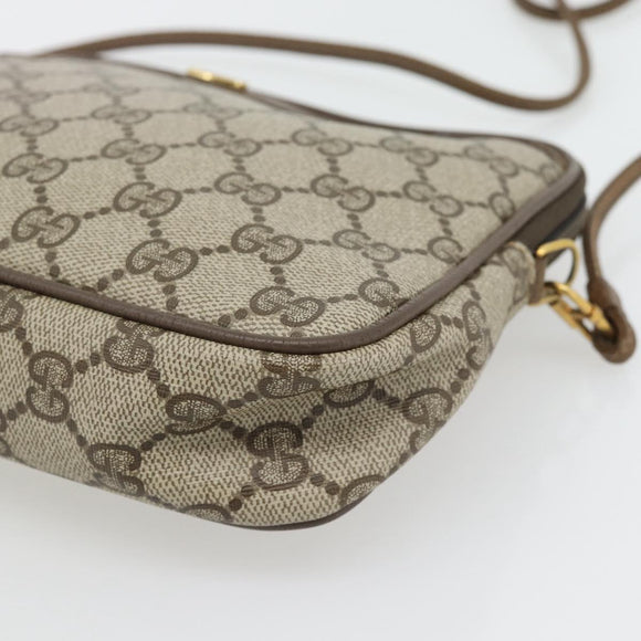 GUCCI GG Supreme Schoudertas PVC Beige Goud 97 02 068 Auth 182376
