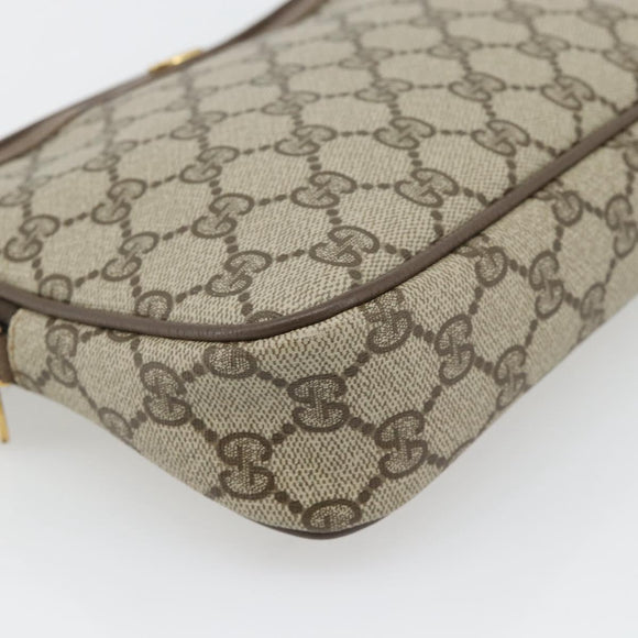 GUCCI GG Supreme Schoudertas PVC Beige Goud 97 02 068 Auth 182376