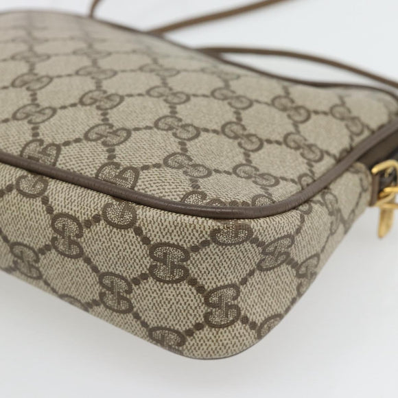 GUCCI GG Supreme Schoudertas PVC Beige Goud 97 02 068 Auth 182376