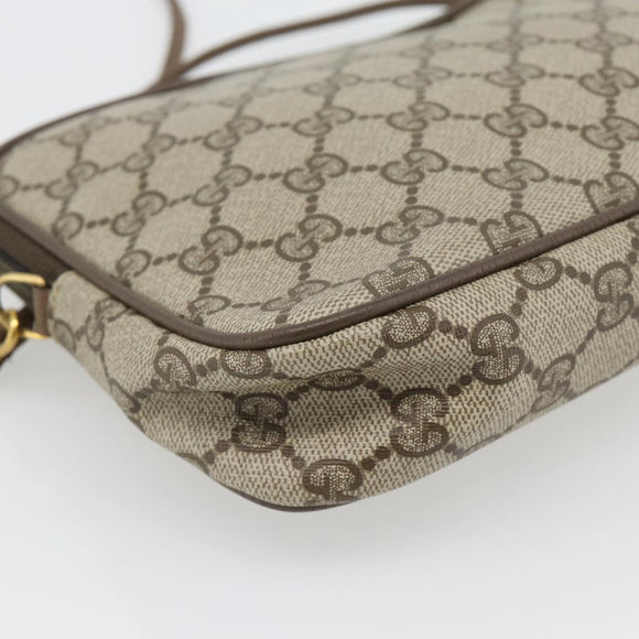 GUCCI GG Supreme Schoudertas PVC Beige Goud 97 02 068 Auth 182376