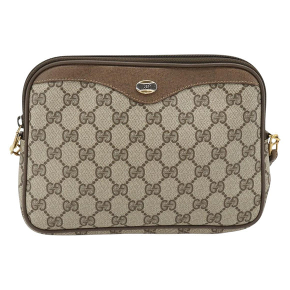 GUCCI GG Supreme Schoudertas PVC Beige Goud 97 02 068 Auth 182376