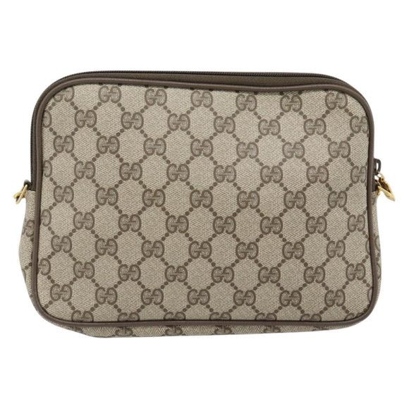 GUCCI GG Supreme Schoudertas PVC Beige Goud 97 02 068 Auth 182376