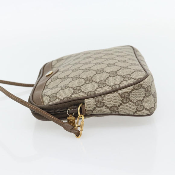 GUCCI GG Supreme Schoudertas PVC Beige Goud 97 02 068 Auth 182376