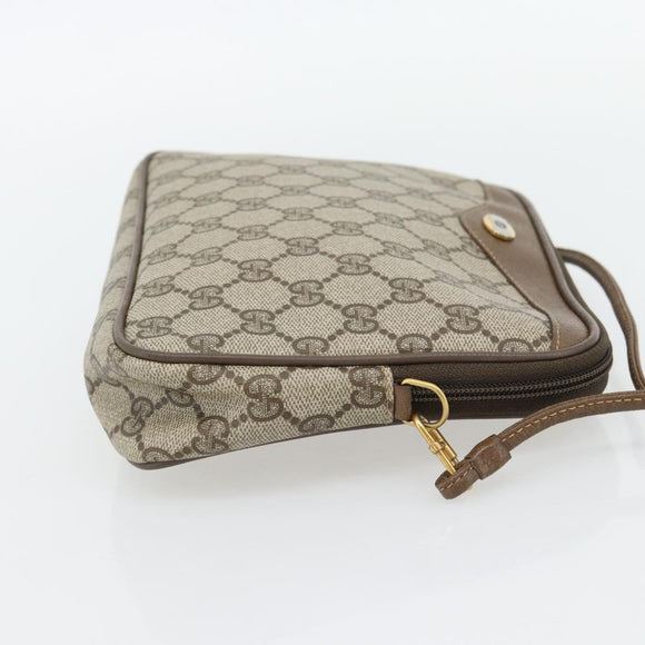 GUCCI GG Supreme Schoudertas PVC Beige Goud 97 02 068 Auth 182376