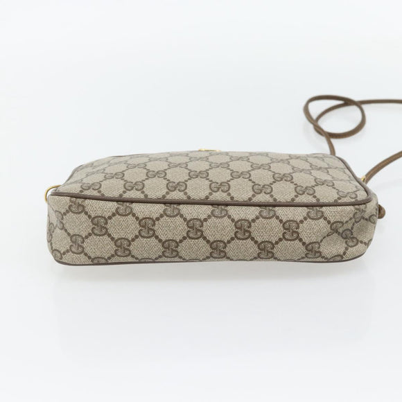 GUCCI GG Supreme Schoudertas PVC Beige Goud 97 02 068 Auth 182376