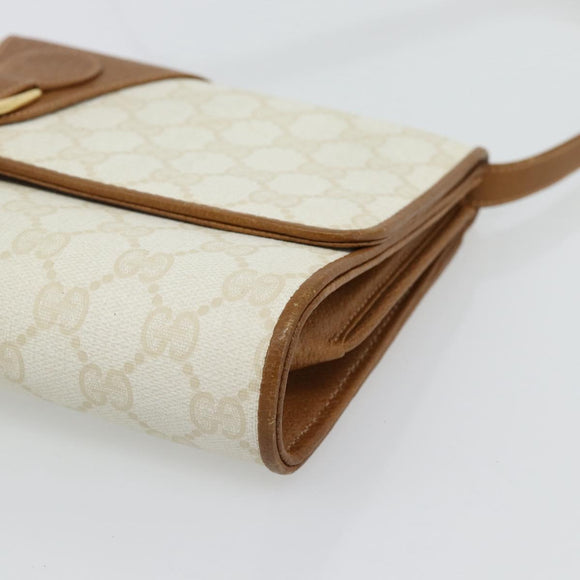 GUCCI GG Supreme Shoulder Bag PVC White Gold 904 02 050 Auth 182377