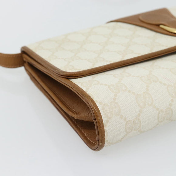 GUCCI GG Supreme Shoulder Bag PVC White Gold 904 02 050 Auth 182377