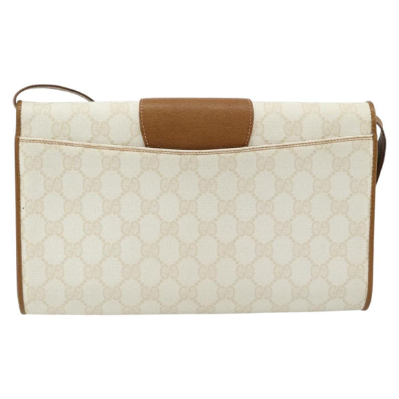 GUCCI GG Supreme Shoulder Bag PVC White Gold 904 02 050 Auth 182377