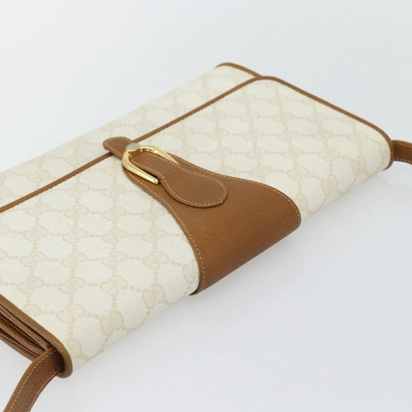 GUCCI GG Supreme Shoulder Bag PVC White Gold 904 02 050 Auth 182377