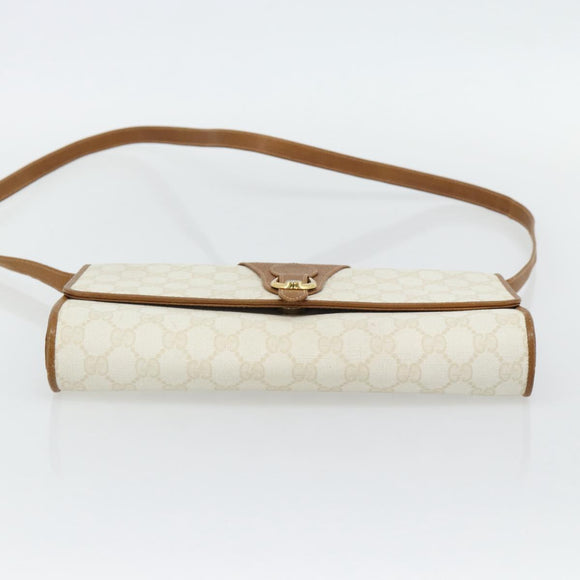 GUCCI GG Supreme Shoulder Bag PVC White Gold 904 02 050 Auth 182377