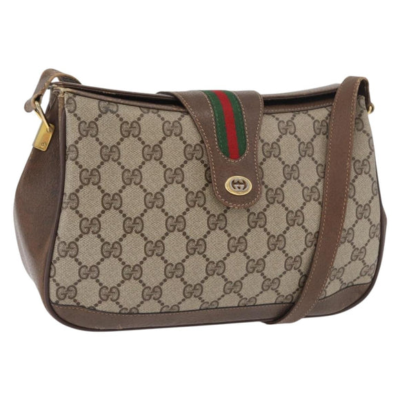 GUCCI GG Supreme Web Sherry Line Tasche PVC Beige Gold 116 02 076 Auth 182380