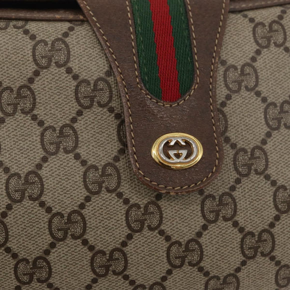 GUCCI GG Supreme Web Sherry Line Tasche PVC Beige Gold 116 02 076 Auth 182380