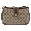 GUCCI GG Supreme Web Sherry Line Tasche PVC Beige Gold 116 02 076 Auth 182380-13