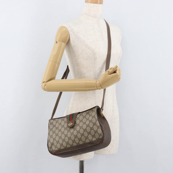 GUCCI GG Supreme Web Sherry Line Tasche PVC Beige Gold 116 02 076 Auth 182380