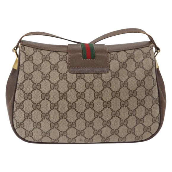 GUCCI GG Supreme Web Sherry Line Tasche PVC Beige Gold 116 02 076 Auth 182380