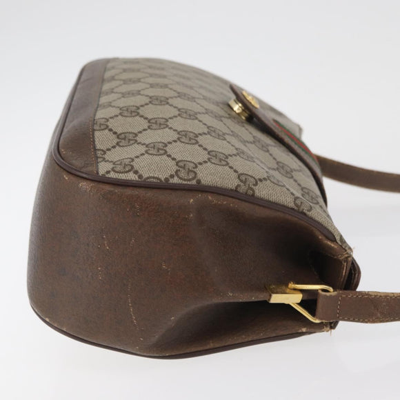 GUCCI GG Supreme Web Sherry Line Tasche PVC Beige Gold 116 02 076 Auth 182380