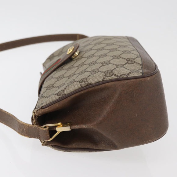 GUCCI GG Supreme Web Sherry Line Tasche PVC Beige Gold 116 02 076 Auth 182380