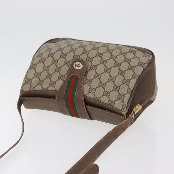 GUCCI GG Supreme Web Sherry Line Tasche PVC Beige Gold 116 02 076 Auth 182380