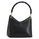 GUCCI Bamboo Shoulder Bag Leather Black Gold 001 3008 Auth 182382-1